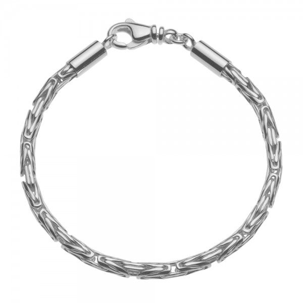 Zilveren konings armband met ronde schakels van 4 mm breed, in iedere gewenste lengte.