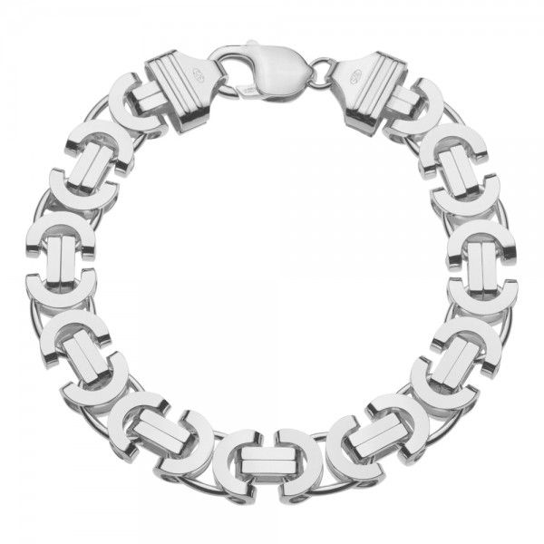 Een zilveren koningsarmband, plat model. Deze armband komt rechtstreeks van de fabriek in Italië en is daardoor zeer aantrekkelijk geprijsd.
