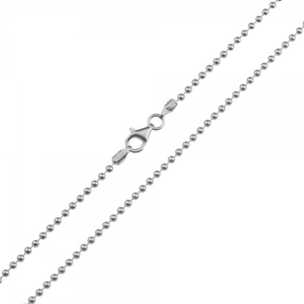 Zilveren balletjes ketting van 2 mm breed en 42, 45, 50, 60, 70, 80, 90 of 100 cm lang.