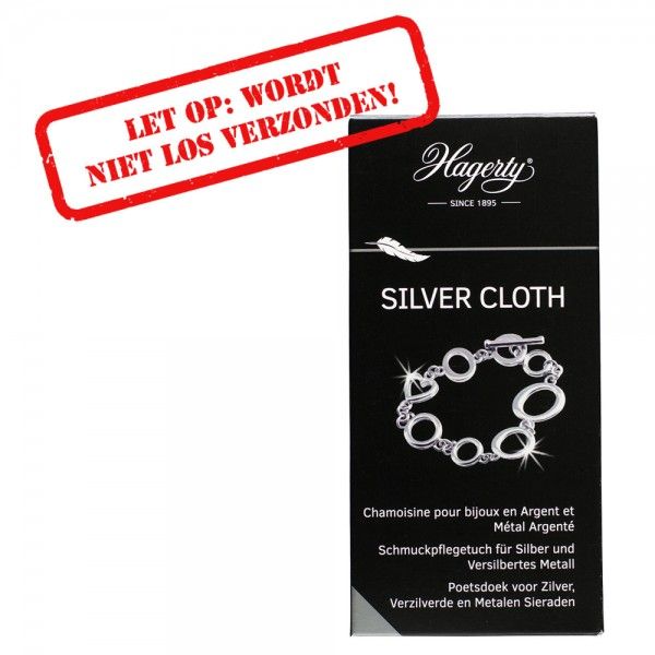 Zilver poetsdoek, voor het schoonmaken van zwart geworden zilveren sieraden en gebruiksvoorwerpen
