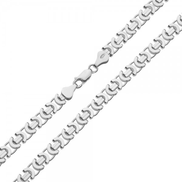 Plat model zilveren koningsketting, 6 mm breed. Deze herenketting is leverbaar in iedere denkbare lengte en wordt gratis verzonden binnen NL.