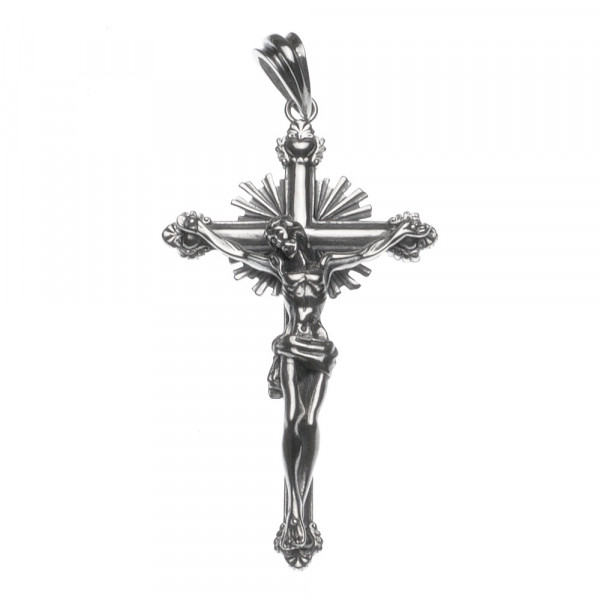 Gedetailleerde zilveren hanger “kruis met corpus”. Standaard verpakt in satijnen zakje. Liever een cadeaudoosje? Kies voor de cadeauverpakking!