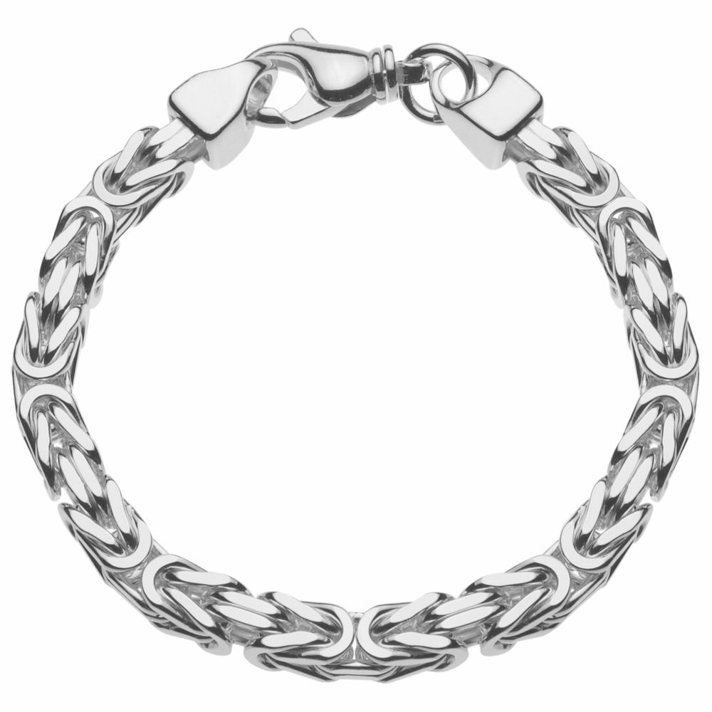 Zilveren koningsarmband met schakel. Breedte 7 mm | Kettingenenarmbanden.com